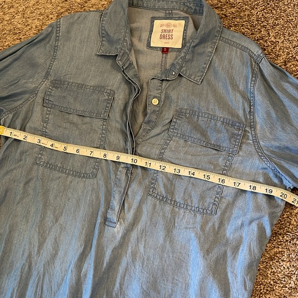 SO Ladies Blue Chambray Roll Up Long Sleeve Shirt Dress GUC Size XL Soft & Light - Picture 5 of 8